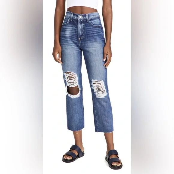New L'AGENCE Adele Rigid Stovepipe High Rise Crop Jeans in Newberry Size 28